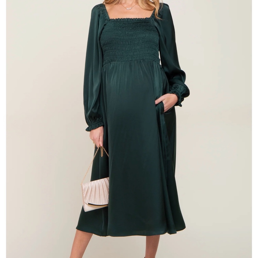 Pink blush midi maternity dress